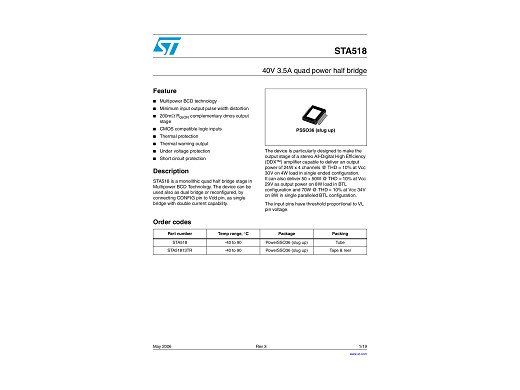 Интегрална схема  STA518  PSSO-36