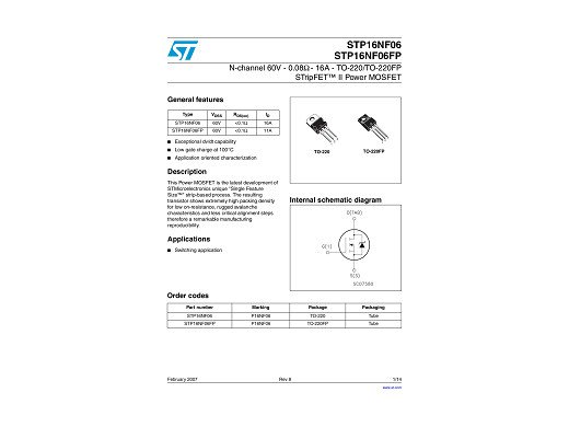 Транзистор STP16NF06F TO-220F