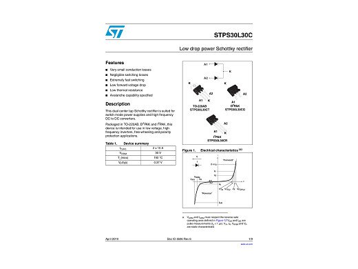 Диод STPS30L30CG TO-263D2PAK