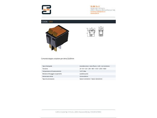 КЛЮЧ SWITCH KCD SLIM CR3 16A 250V ДВОЕН