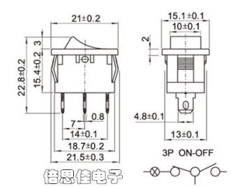 Ключ кобиличен светещ 19х13 мм, 3P ON-OFF, LED Зелен