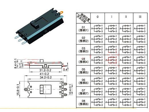 Бутон-превключвател за сешоар 10А 250V 4positions