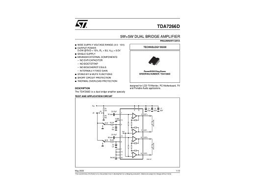 Интегрална схема TDA7266D  PSOP-20