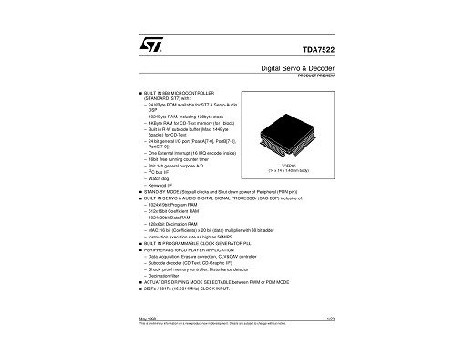 Интегрална схема TDA7522 TQFP-80