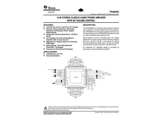 Интегрална схема TPA3004D2 QFP-48