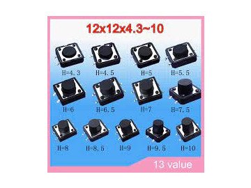 Tact Switch 4P 12x12 h4.3mm SMD