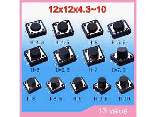 Бутон 4P 12x12 h4.3mm  пъпка 1mm