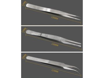 Комплект от 3 пинсети за компоненти от неръждаема стомана TS-9803
