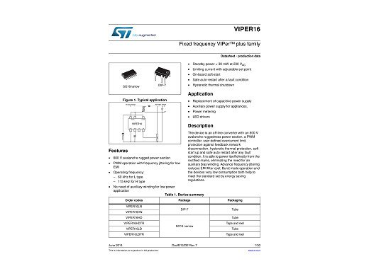 Интегрална схема VIPER16HD SOP-16