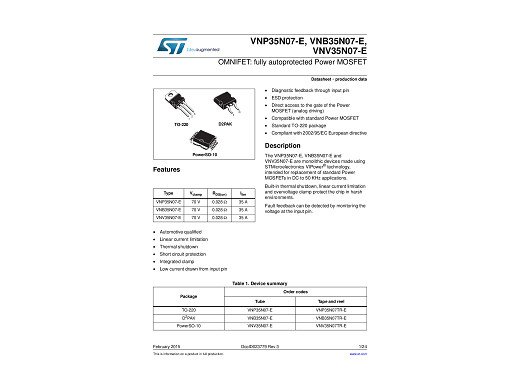 Транзистор VNB35N07 TO-263 D2PAC