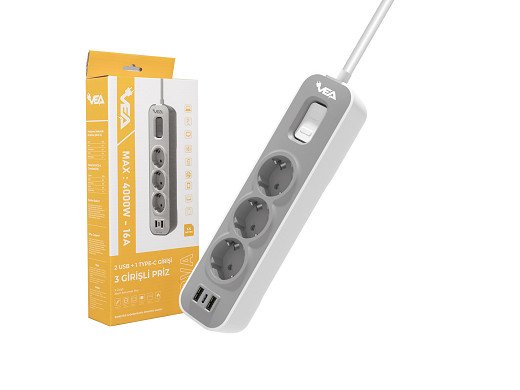 РАЗКЛОНИТЕЛ 3-ka+2 USB+ 1 TYPE-C  1.5m 22530