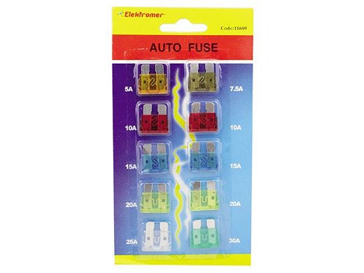 Предпазител  FUSE AUTO F-307 KIT 10pcs 5A 7.5A 10A 15A 20A 30A