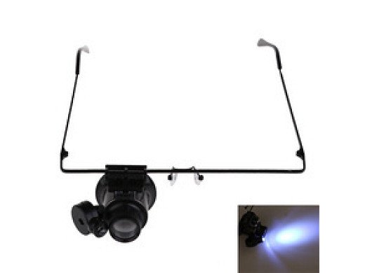 ЛУПА ЗА ГЛАВА GLASSES TYPE WATCH REPAIR MAGNIFIER WITH LED LIGHT 9892A