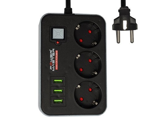 РАЗКЛОНИТЕЛ 3-КА+3-USB 2.5kW