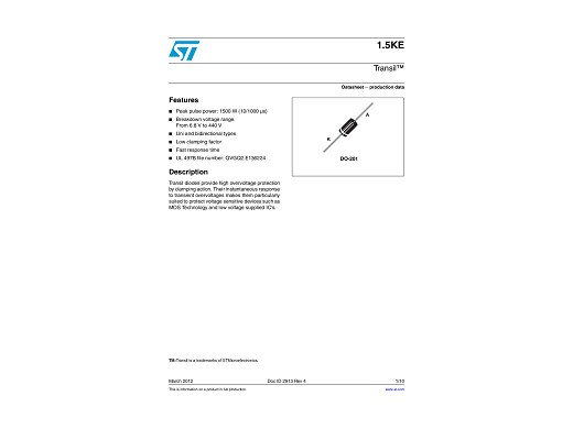 Трансил диод 1.5KE18CA двупосочен