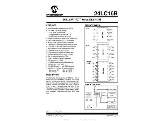 Интегрална схема  24LC16B-I/SL SOIC-14