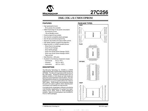 Интегрална схема  27C256R-20JC 32PIN PLCC