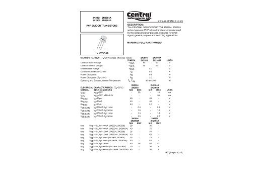 Tранзистор 2N2905 TO-39