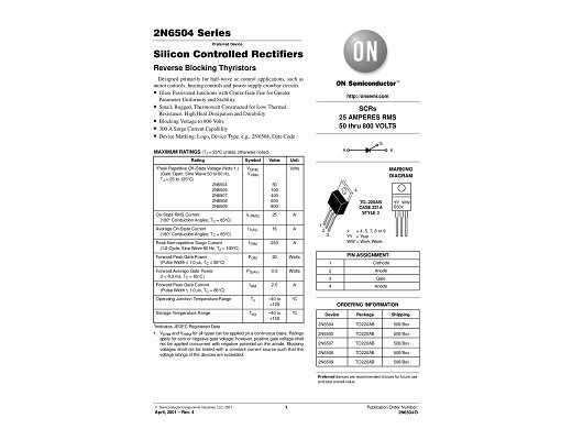 Тиристор 2N6509 TO-220