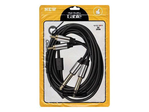 Кабел CABLE 2xRCA male mono -2X6.3 mono Jack 3m