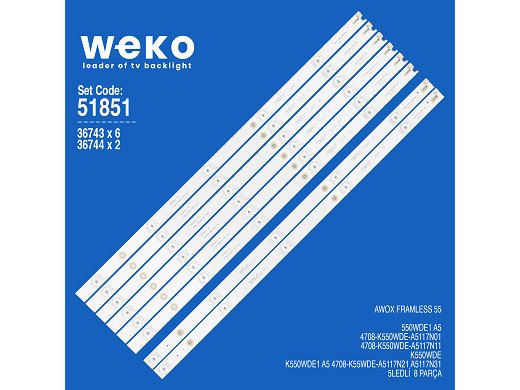 Диодни ленти комплект 8 бр/pcs LED Backlight 4708-K550WDE-A5117N01 set-8