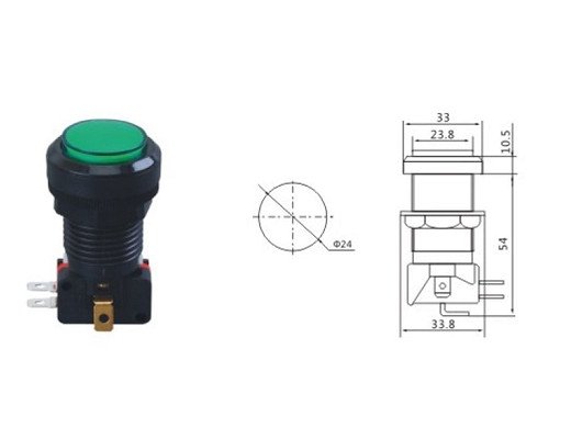 Бутон IC-180J-1 Atari Button 12V LED Head Diameter 24mm