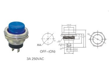БУТОН кръгъл бутон, без заключване, нулиране, 3A 125V