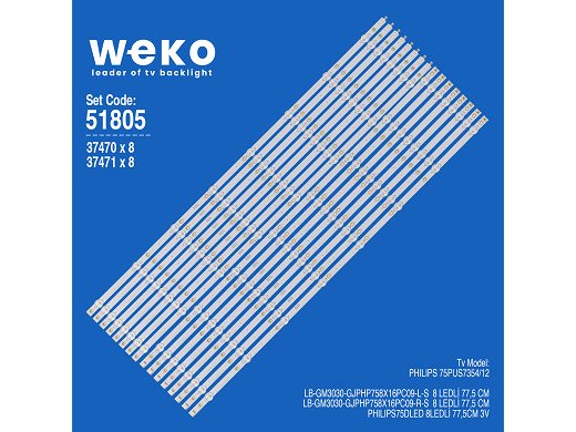 Диодни ленти комплект 16 бр/pcs LED Backlight LB-GM3030-GJPHP758X16PC09  set-16