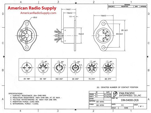Букса 5P DIN CHASSIS PLUG 240 Degree
