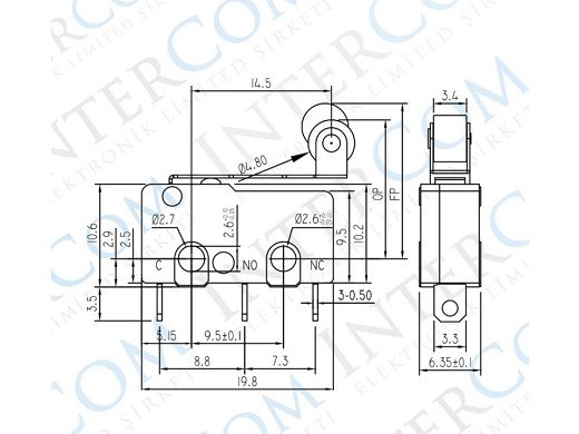 Микроключ с лост  KW4-Z5F + roller  5A 250V