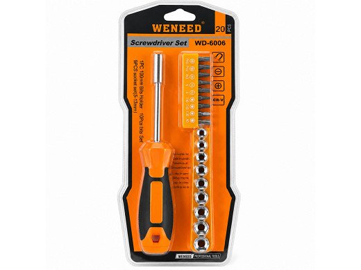Комплект отвертка WENEED WD-6006 – 20 части с битове и вложки CR-V