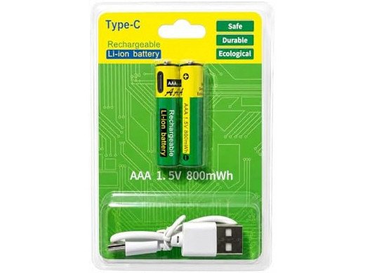Батерия BP 1.5V AAA 800mWh  lithium rechargeable battery TYPE-C