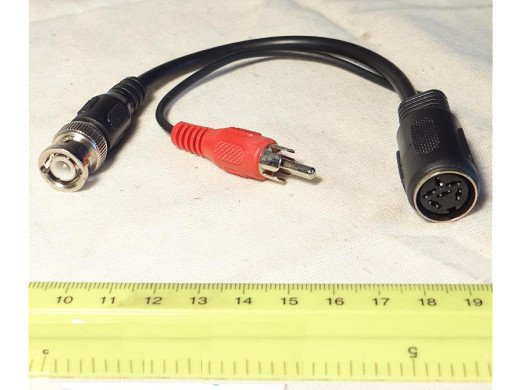 Кабел DIN кабел 6p гнездо - BNC щепсел + RCA щепсел, 0.2 м