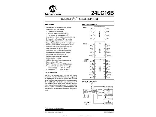 Интегр.схема  24LC16B-I/SL SOIC-14
