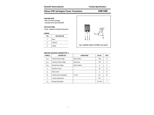 Транзистор 2SB1588 TO-3P