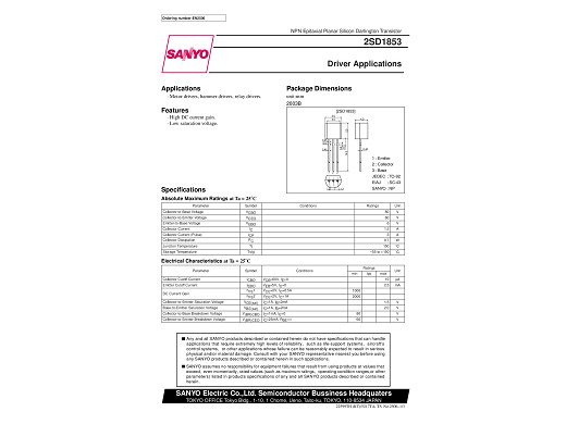 Транзистор 2SD1853 TO-92