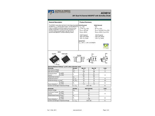 Транзистор AO4914 SO-8