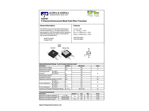 Транзистор AOD407 TO-252DPAK