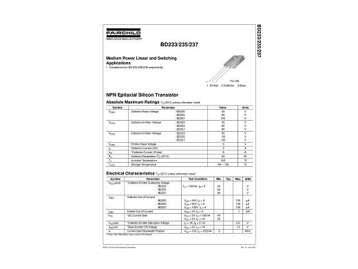 Транзистор BD237/ B TO-126