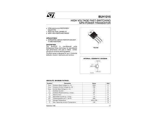 Транзистор BUH1215 TO-3P