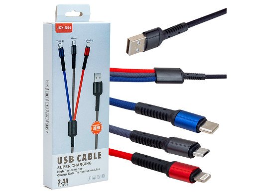 Кaбел  JKX-44 2.4A CABLE USB - MICRO USB TEXTIL 1m
