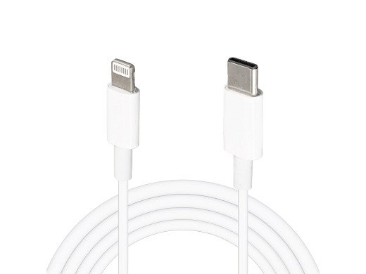 Кабел за зареждане/Дата, USB-C/ Type-C/-Lightning, 1м, бял
