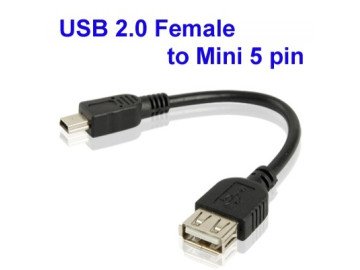 CABLE USB 2.0 AF TO MINI USB  MALE OTG