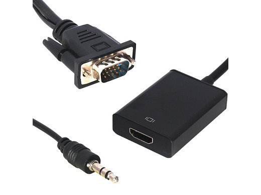 Еднопосочен VGA към HDMI преобразувател адаптер за връзка с аудио изход