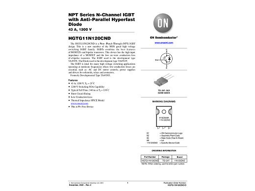 Транзистор IGBT 11N120CND TO-247