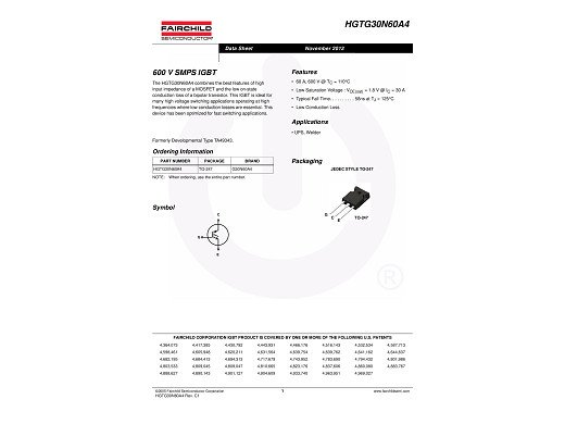Транзистор IGBT HGTG30N60A4D TO-247