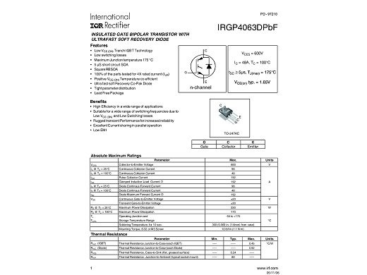 Транзистор IGBT IRGP4063D TO-247