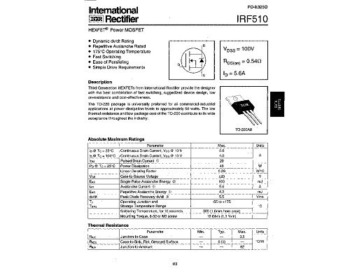 Транзистор IRF510 TO-220