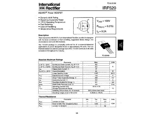 Транзистор IRF520 TO-220