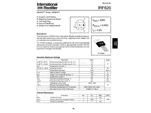 Транзистор IRF620 TO-220